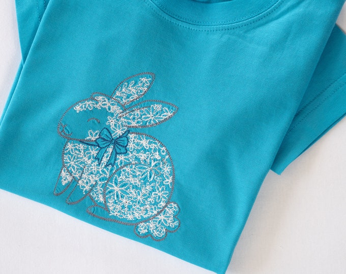 T-shirt embroidered bunny