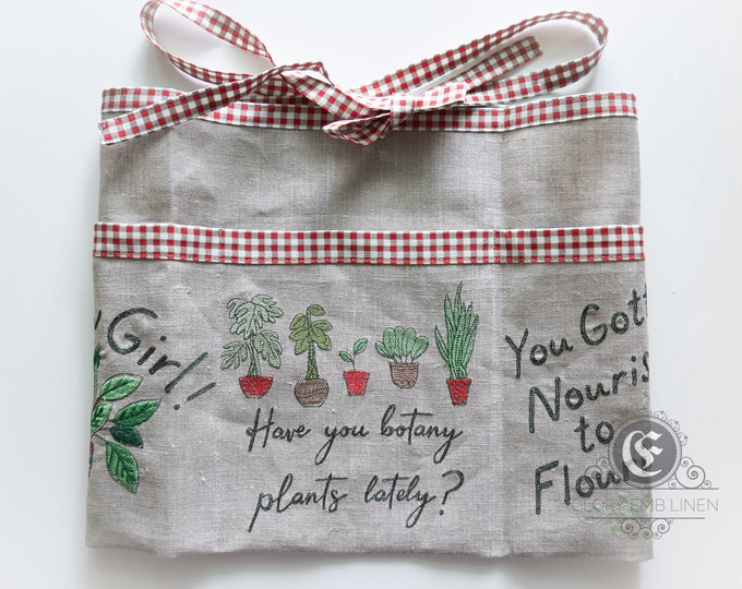 Gardener apron embroidered Botanical Plants