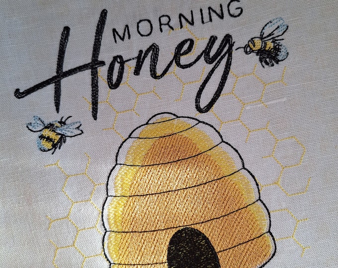 Placemat for a tray embroidered honey