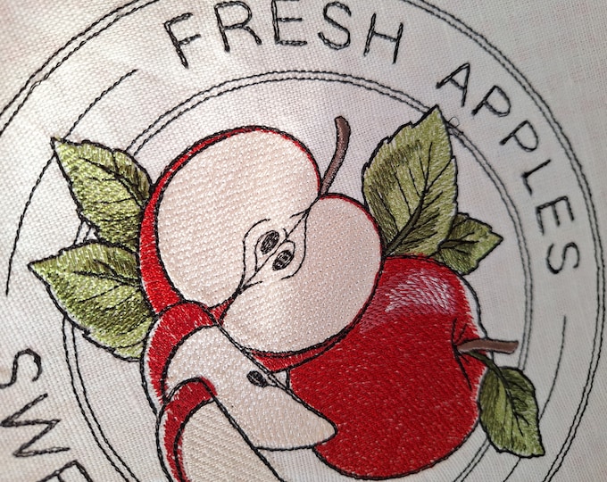Placemat embroidered apple for a tray decoration on breakfast