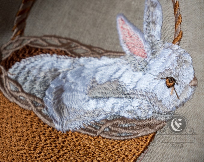 Volume round backpack embroidered Easter bunny