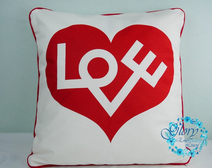Pillowcase with Heart Love Print