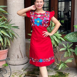 Mexican dress with butterfly sleeves, embroidered mexican dress, mexican floral dress, ethnic dress.