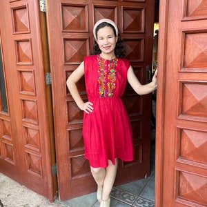 Mexican short dress, ethnic dress, short dress, mexican floral dress, hand embroidered dress, ethnic dress.