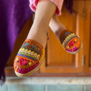 Handmade Mexican Huaraches – Multicolored Floral Embroidered Sandals – Genuine Leather Sandals – 50% Off!
