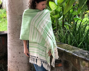 Hand Woven Mexican Rebozo Shawl: Traditional Backstrap Loom Scarf