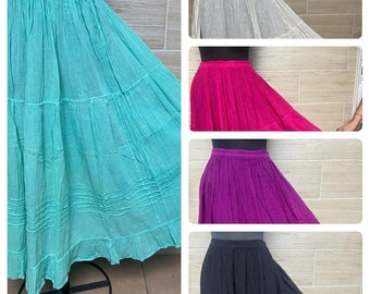 Double rolled skirt with spring at the waist and extra long, Mexican skirt, skirt in fresh blanket, handmade skirt, ethnic skirt.