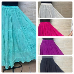 Double rolled skirt with spring at the waist and extra long, Mexican skirt, skirt in fresh blanket, handmade skirt, ethnic skirt.