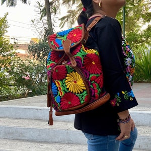 Mexican leather backpack best sale