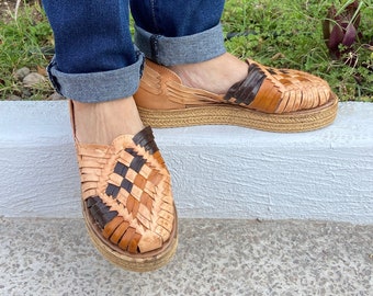 Zapatos de plataforma - Huaraches mexicanos hechos a mano - Sandalias de cuero genuino - ¡50% de descuento!
