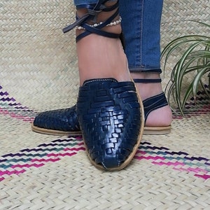 Handgefertigte Leder Sandalen: Geflochtene Mexikanische Espadrilles