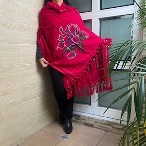 Rebozo mexicano, chal estampado de flores de Alcatraz, chal tradicional mexicano, rebozo, chal mexicano, pashmina, chal, bufanda, hermoso regalo.