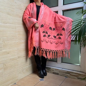 Rebozo mexicano, chal estampado de flores, chal tradicional mexicano, rebozo, chal mexicano, pashmina, chal, bufanda, hermoso regalo.