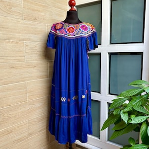 Mexican dress, Rococo embroidered dress, mexican dress, handmade long dress, hand embroidered mexican dress, ethnic dress.