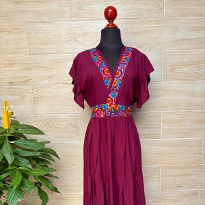 Long maxi Mexican dress, Boho Mexican Embroidered,  Mexican dress, Handmade long dress, Hand embroidered mexican dress, Ethnic dress.