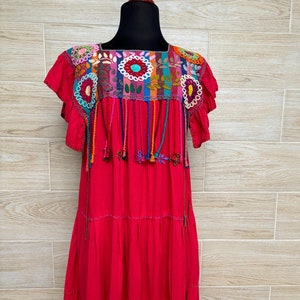 Mexican dress, Rococo embroidered dress, mexican dress, handmade long dress, hand embroidered mexican dress, ethnic dress.