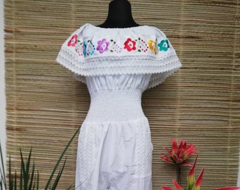 Mexican peasant palazzo, floral jumper, hand embroidered jumber, Mexican style jumper, jumper with pockets