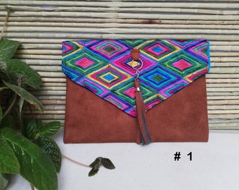 Handmade Floral Embroidered Mexican Bag: Boho Cotton Clutch