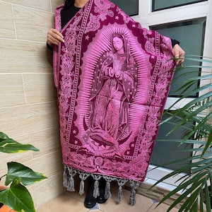 Rebozo Mexicano, Rebozo Virgen de Guadalupe, Mantón Mexicano, Pashmina, Chal, Scraf, hermoso regalo.