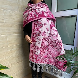 Mexikanische Rebozo, Rebozo, Schal mit goldenen Faden, Frida mexikanischen Schal, Pashmina, Schal, schönes Geschenk.
