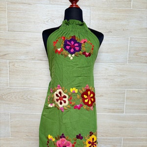 Mexicaanse halterjurk, dekenjurk, handgeborduurde Mexicaanse jurk, geborduurde bloemenjurk, etnische jurk.