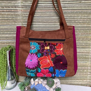 Mexican bag with floral embroidery, Handmade bag, Traditional Mexican bag, Boho-hippie style bag. (more colors available)
