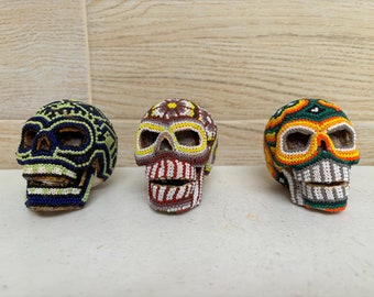 Huichol Beaded Skull: Mexican Folk Art Decor