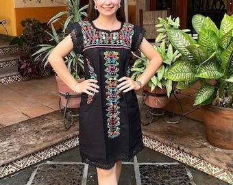 Mirror Work Hand Embroidery Dress Embroidered Otomi Dress
