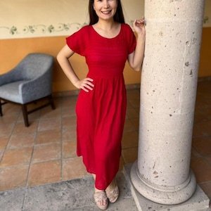 Vestido largo tradicional mexicano, vestido largo mexicano, vestido étnico, vestido mexicano hecho a mano.