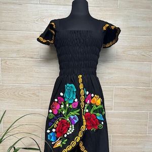 Short Floral Embroidered Dress. Ethnic Boho Hippie Style Short Floral Embroidered Dress. Ethnic Boho Hippie Style