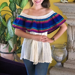 Mexikanische Bauernbluse: Gestreiftes Sommertop