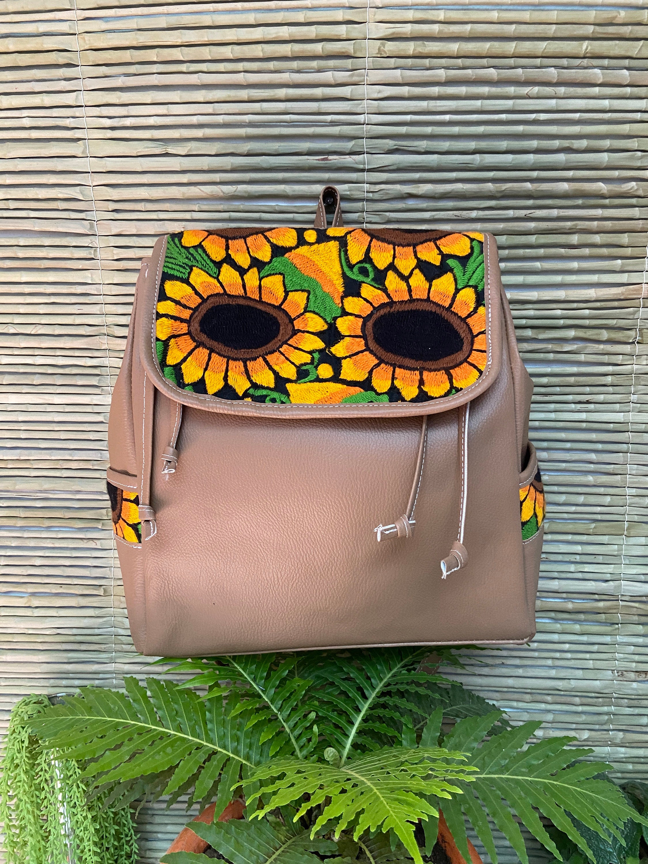 Mexican Backpack With Floral Embroidery, Handmade Backpack