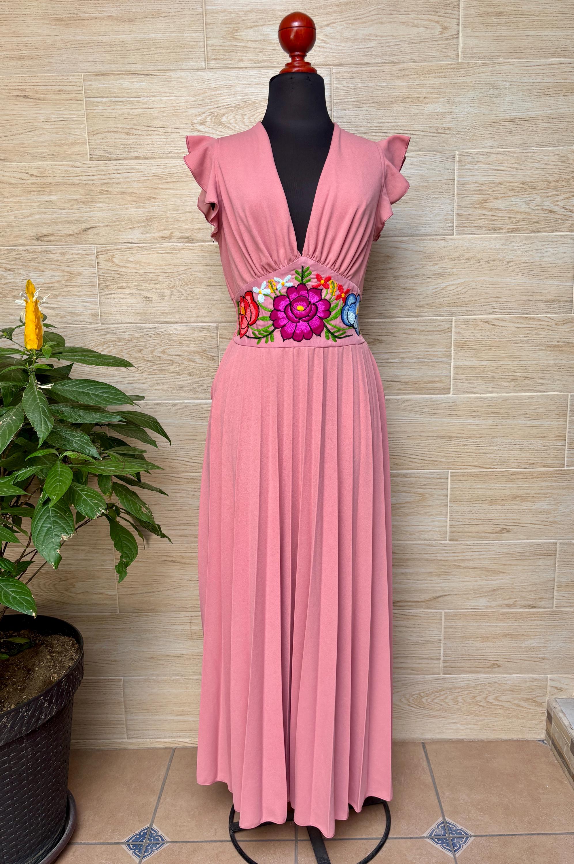 spanish embroidered maxi dress Wonderful 1960s Mexican Embroidered Maxi Dress – Shrimpton Couture main image 0
