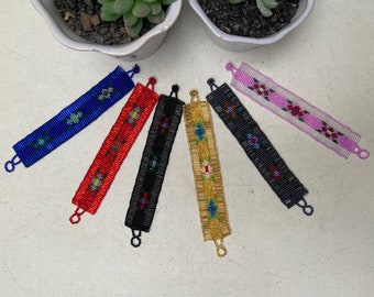Handmade Beaded Huichol Bracelet: Mexican Art Jewelry