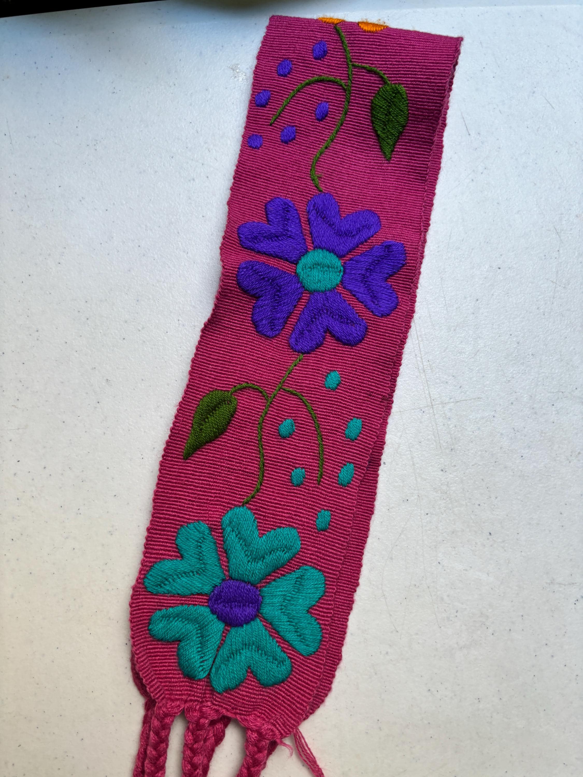 Hand Embroidered Mexican Sash Belt: Colorful Floral Tie Belt  display picture 1
