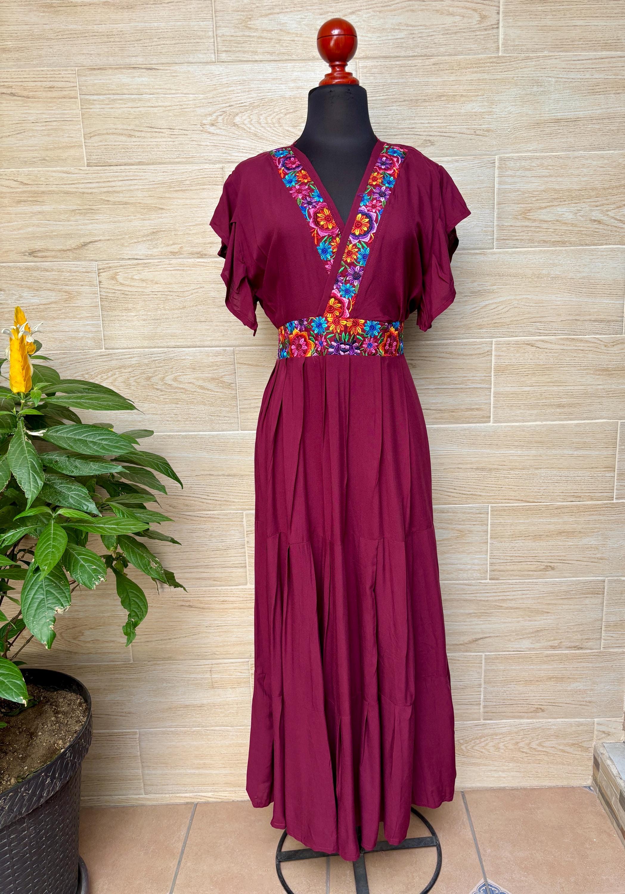 maxi mexican dresses for women IDOPIP Women Mexican Dress Off Shoulder Floral Embroidered Long Maxi Dress Traditional Fiesta Dresses