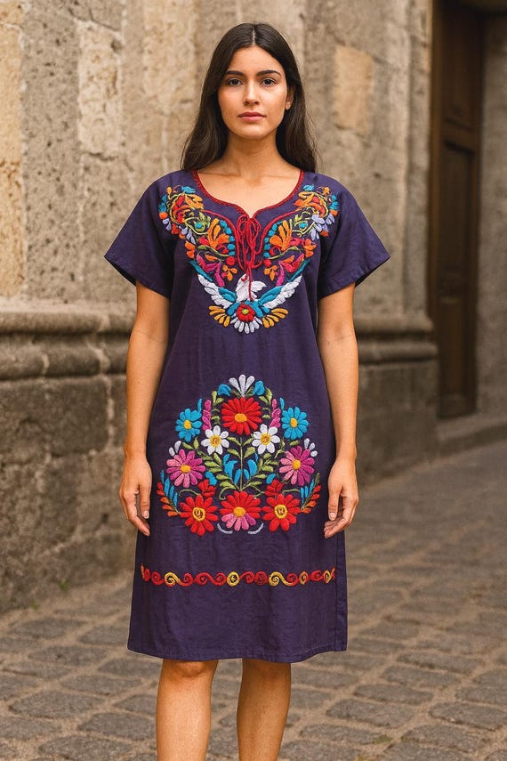 floral embroidered mexican dress Embroidered Mexican Wedding Dress main image 1