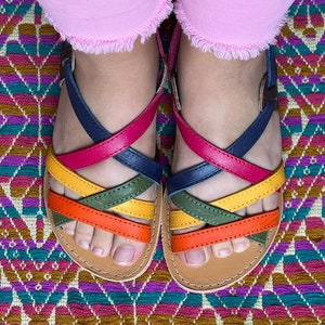 Handmade Colorful Leather Huaraches Sandals: Mexican Style image 2