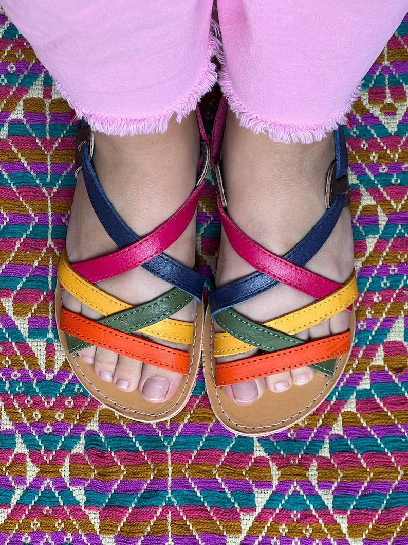 Handmade Colorful Leather Huaraches Sandals: Mexican Style image 2