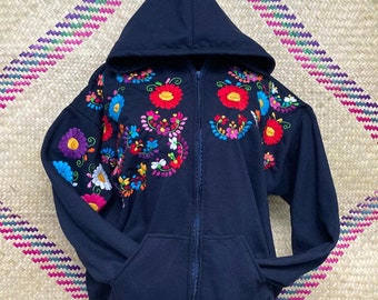 人気定番の Hoodie With Floral Embroidery, Zipper Sweatshirt, Mexican ジャケット・アウター
