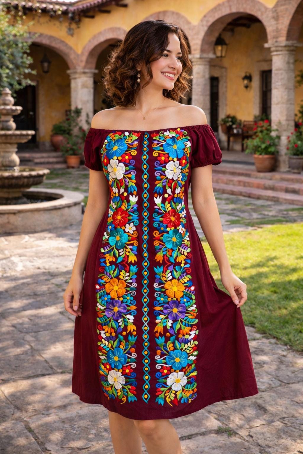 drop waist floral dress Entro Wine Drop Waist Dress with Half Sleeves & Patterned Design – Simply Dixie Boutique Medium