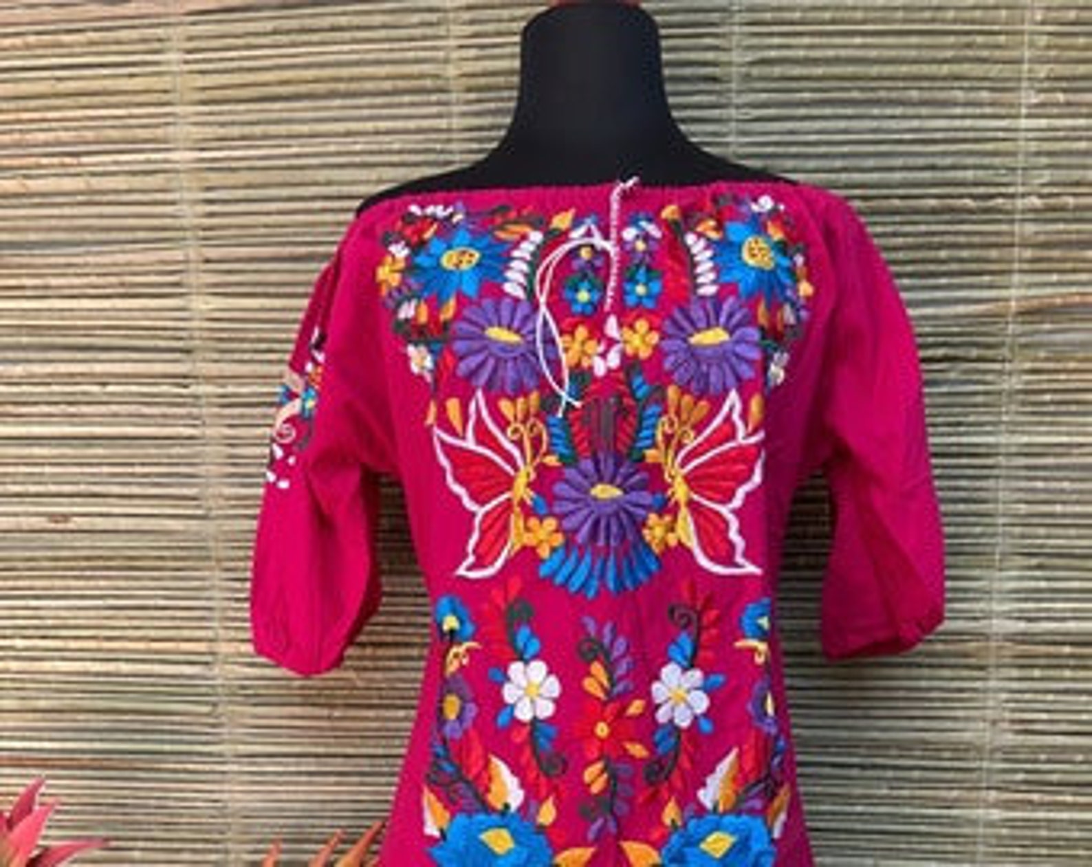 Shoulderless Sunflower Mexican Dress Mexican Floral Dress Etsy
