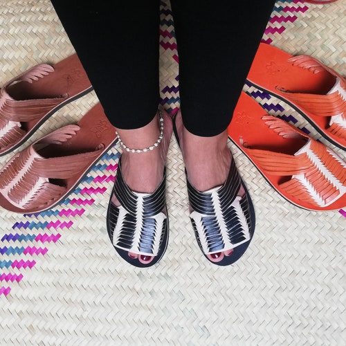 Huaraches Mexicana De Piel and Tela Sandals Model Palenque | Etsy