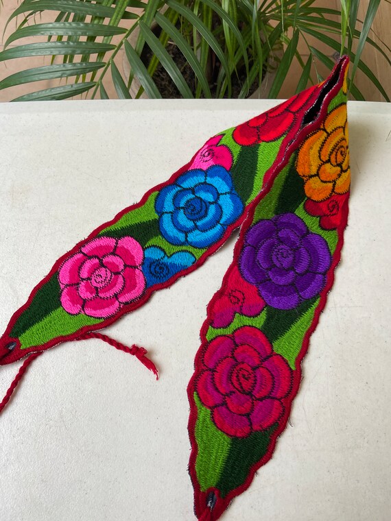 Hand Embroidered Mexican Sash Belt: Colorful Floral Cotton  display picture 3