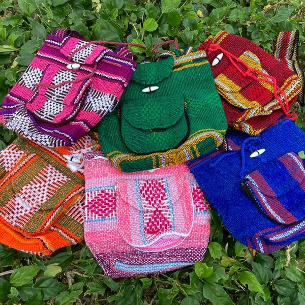 Handmade mexican backpack, small backpack,  boho backpack,  mexican woven backpack, vintange backpack, colorful backpack.