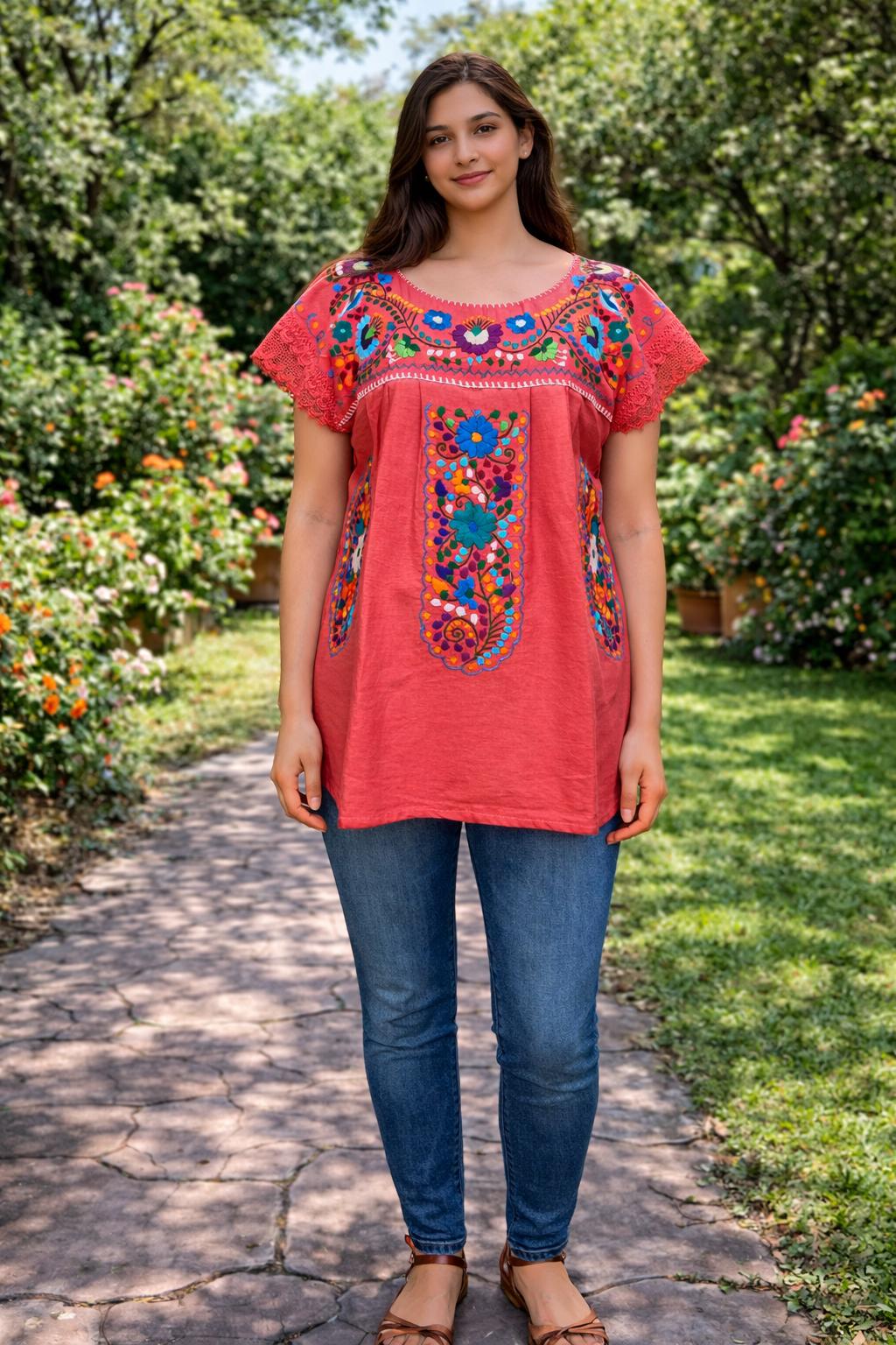 Hand-embroidered Mexican Blouse: Floral Oaxaca Ethnic Top - Etsy