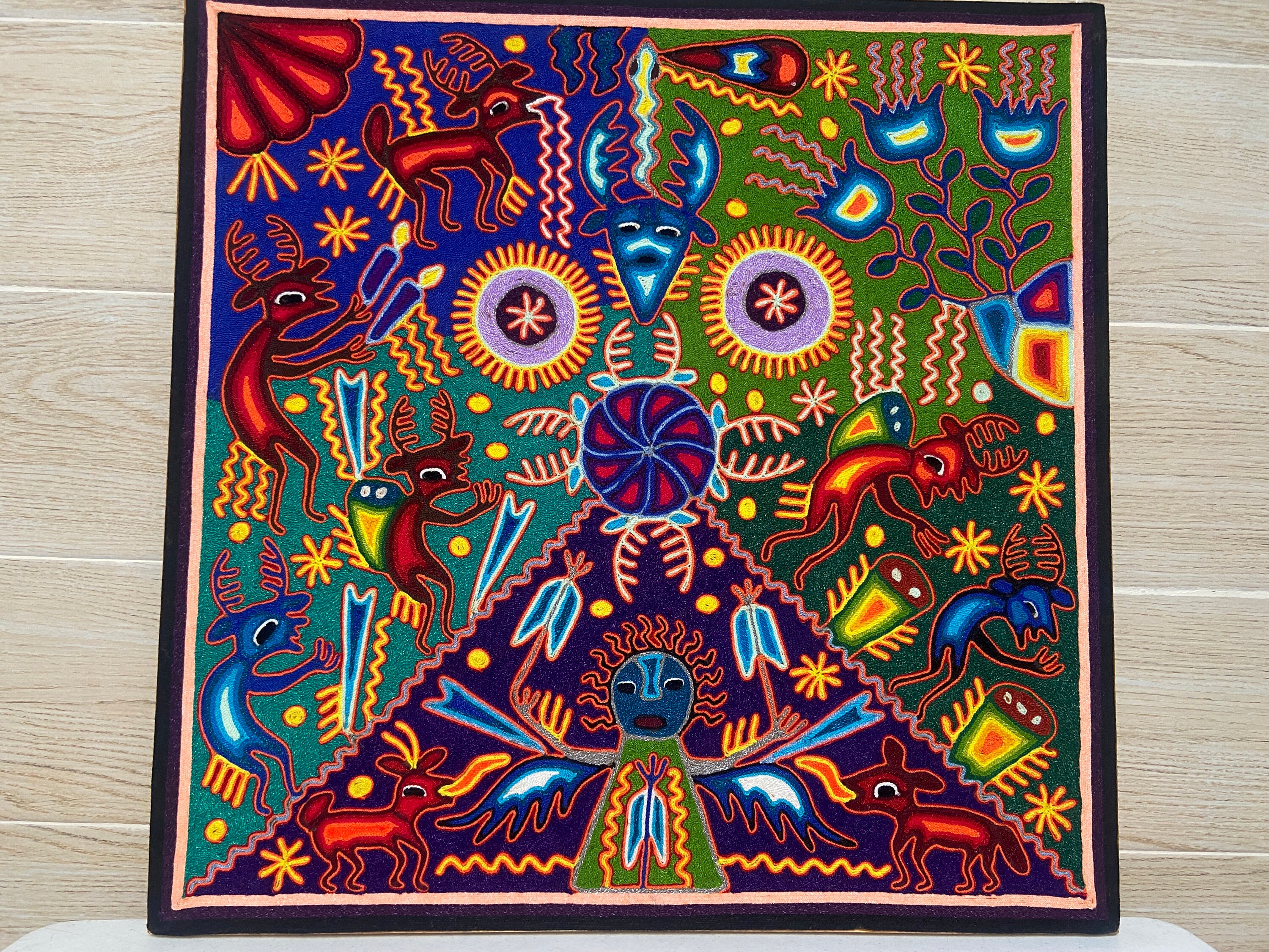 メキシコ 木の皮 お祝い 伝統アート 手書き 絵画 額付 - メルカリ
