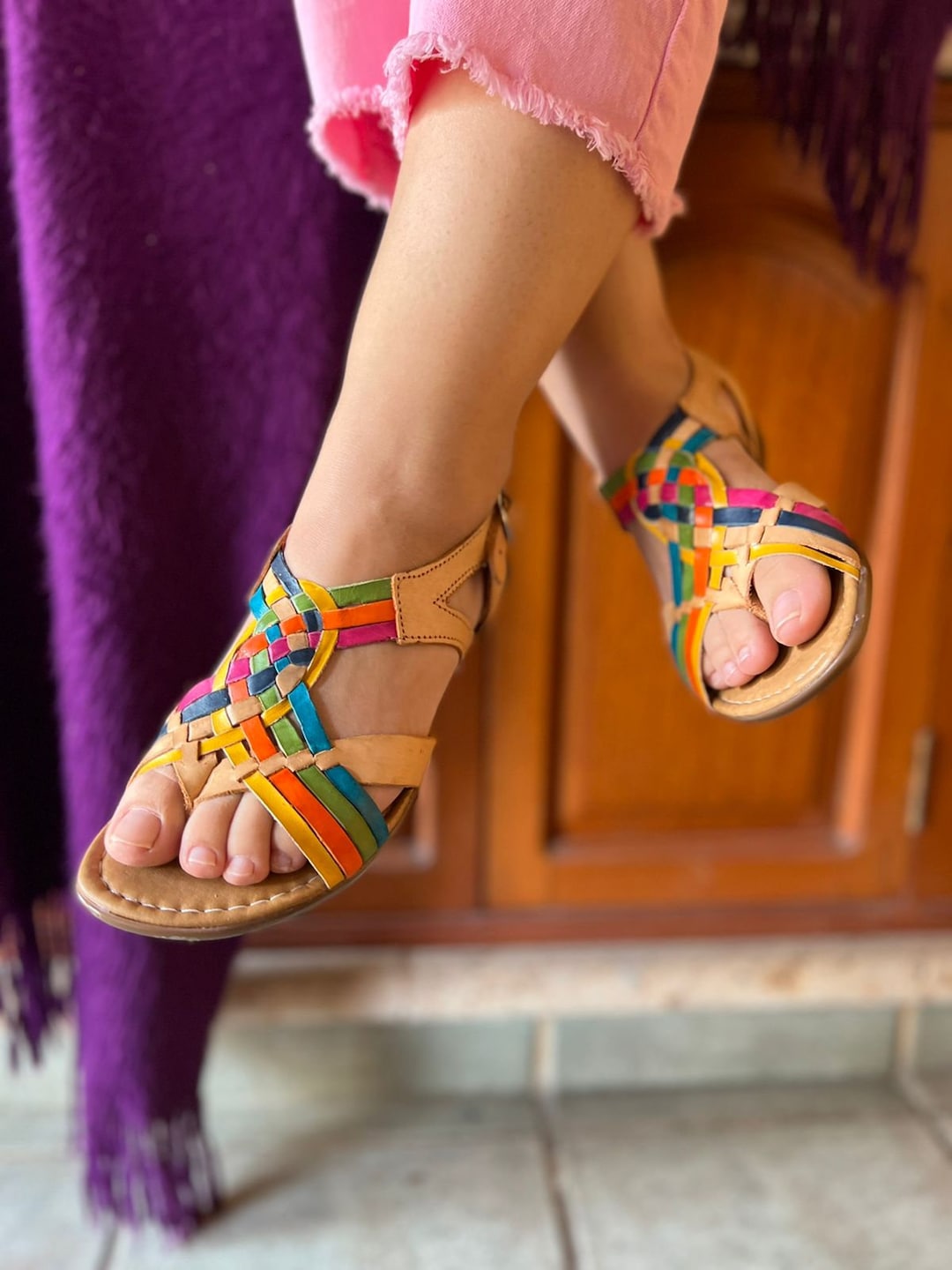 multicolor huarache sandals