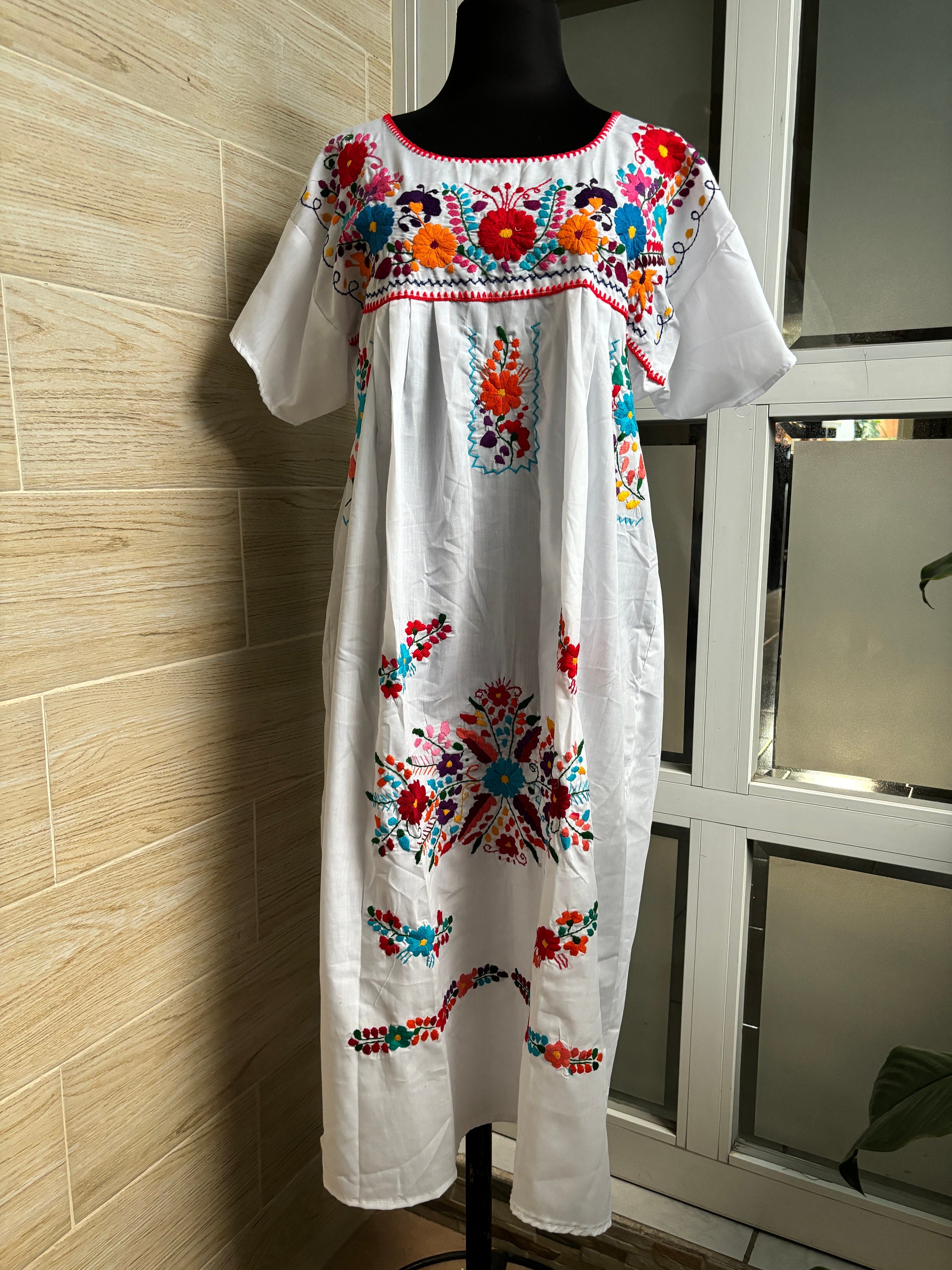 Buy Hand Embroidered Mexican Dress: Floral Cotton Ethnic Hupil Online in  India - Etsy
