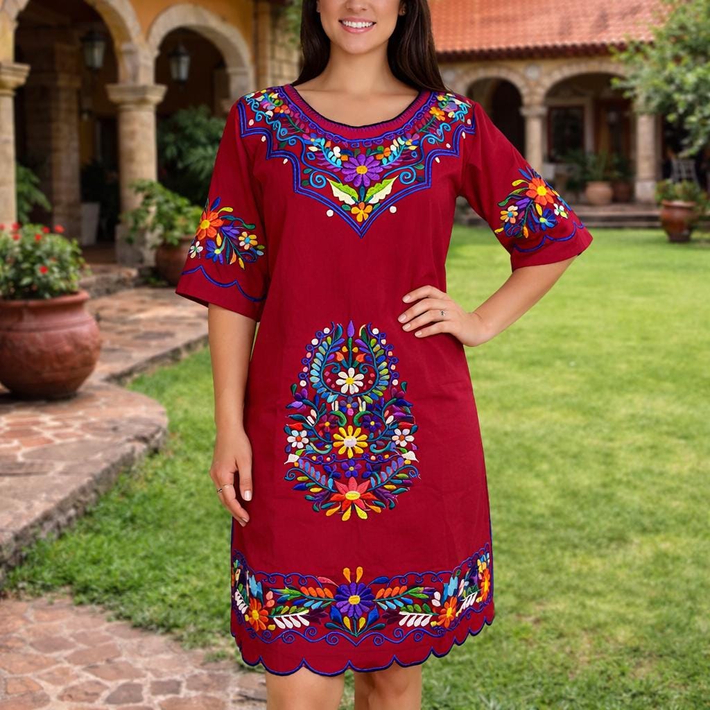 sachin and babi light blue dress Mexican Floral Dress